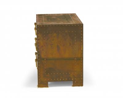  Sarreid Ltd Sarreid Ltd Spanish High Style Brass Clad Strongbox Commode Bedside Table 1
