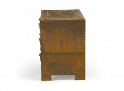  Sarreid Ltd Sarreid Ltd Spanish High Style Brass Clad Strongbox Commode Bedside Table 1