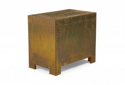  Sarreid Ltd Sarreid Ltd Spanish High Style Brass Clad Strongbox Commode Bedside Table 1