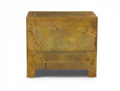  Sarreid Ltd Sarreid Ltd Spanish High Style Brass Clad Strongbox Commode Bedside Table 3