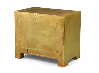 Sarreid Ltd Sarreid Ltd Spanish High Style Brass Clad Strongbox Commode Bedside Table 3