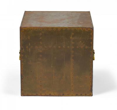  Sarreid Ltd Sarreid Ltd Spanish High Style Brass Studded Cube Occasional Table