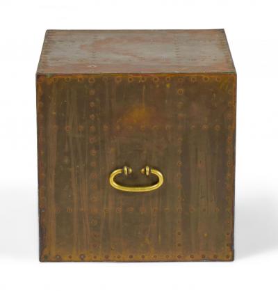  Sarreid Ltd Sarreid Ltd Spanish High Style Brass Studded Cube Occasional Table
