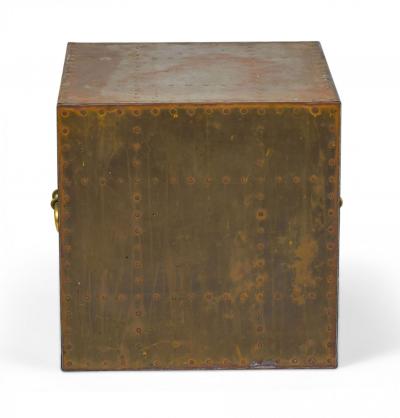  Sarreid Ltd Sarreid Ltd Spanish High Style Brass Studded Cube Occasional Table