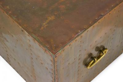  Sarreid Ltd Sarreid Ltd Spanish High Style Brass Studded Cube Occasional Table