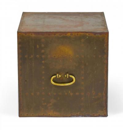  Sarreid Ltd Sarreid Ltd Spanish High Style Brass Studded Cube Occasional Table