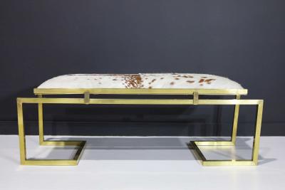  Scala Luxury Scala Luxury Clasp Bench in Soild Brass and Hair on Hide Upholstery