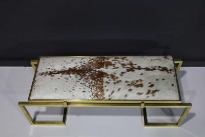  Scala Luxury Scala Luxury Clasp Bench in Soild Brass and Hair on Hide Upholstery