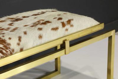  Scala Luxury Scala Luxury Clasp Bench in Soild Brass and Hair on Hide Upholstery