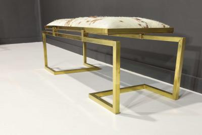 Scala Luxury Scala Luxury Clasp Bench in Soild Brass and Hair on Hide Upholstery