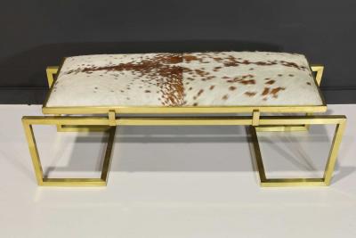  Scala Luxury Scala Luxury Clasp Bench in Soild Brass and Hair on Hide Upholstery