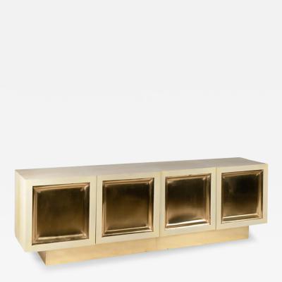  Scala Luxury Scala Luxury Modern Goatskin Lacquered Brass Panello Sideboard Credenza