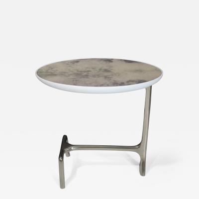  Scala Luxury Scala Luxury Uovo Side Table in Polished Nickel and Polished Goatskin