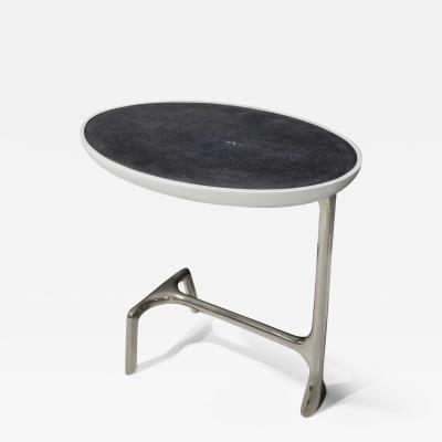  Scala Luxury Scala Luxury Uovo Side Table in Polished Nickel and Shagreen