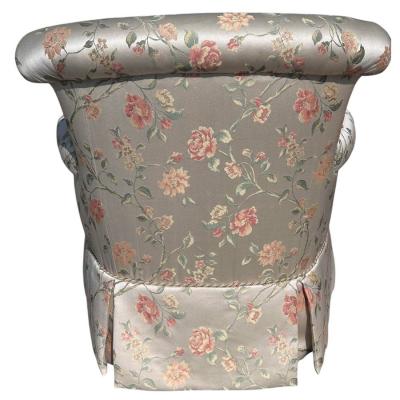  Scalamandre Scalamandre Silk Floral Upholstered Swivel Slipper Chair Joanne Carson Estate