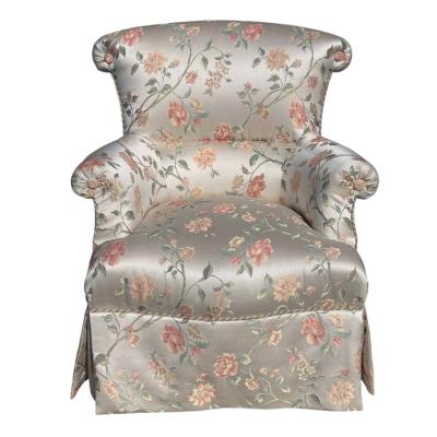  Scalamandre Scalamandre Silk Floral Upholstered Swivel Slipper Chair Joanne Carson Estate