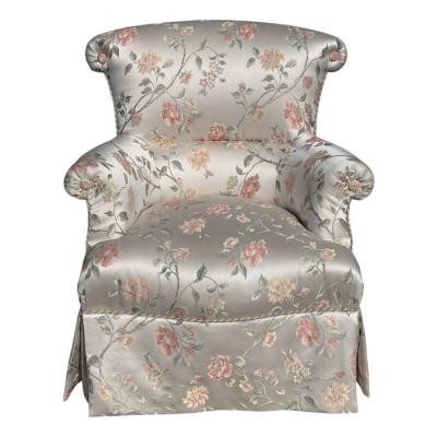  Scalamandre Scalamandre Silk Floral Upholstered Swivel Slipper Chair Joanne Carson Estate
