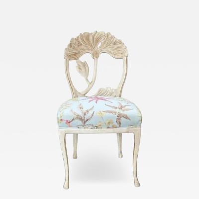  Scalamandre Vermillion Art Nouveau Flower Back Dining Chair W Scalamandre