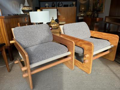  Scandinavia Woodworks Co Pair of 1970s postmodern plywood armchairs