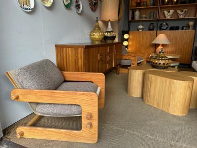  Scandinavia Woodworks Co Pair of 1970s postmodern plywood armchairs