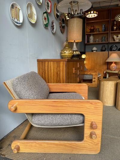  Scandinavia Woodworks Co Pair of 1970s postmodern plywood armchairs