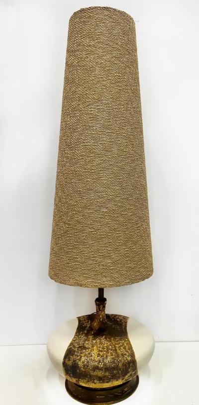  Scheurich Carstens 1960s Lava Glazed Scheurich Carstens Ceramic Table Lamps Original Shades Pair