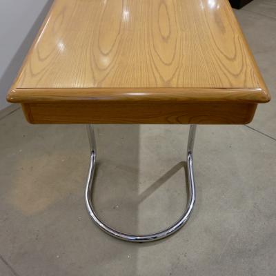  Schirolli 1970s Italian Vintage Curved Nickel Legs 3 Drawer Ash Tree Center Desk Console