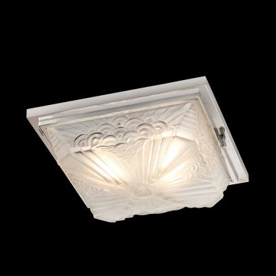  Schneider Electric Art Deco Skyscraper Cubist Cloud Form Nickel Flush Mount Chandelier by Schneider