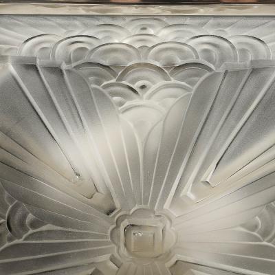  Schneider Electric Art Deco Skyscraper Cubist Cloud Form Nickel Flush Mount Chandelier by Schneider