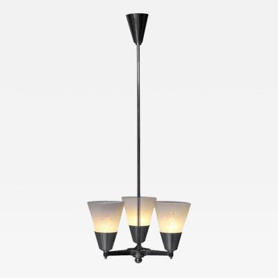  Schneider French Art Deco Modernist Chandelier by Schneider