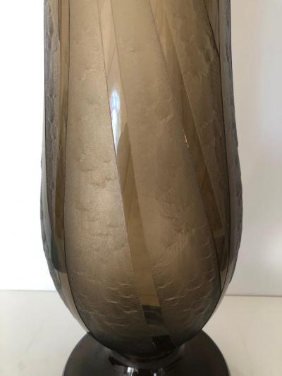  Schneider Glass Art Deco Massive Tall Schneider Wheel Cut Engraved Acid Etched Vase