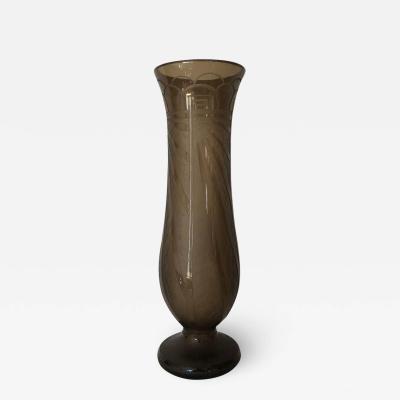  Schneider Glass Art Deco Massive Tall Schneider Wheel Cut Engraved Acid Etched Vase