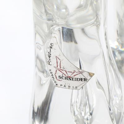  Schneider Mid Century Amorphic Crystal Brass Two Arm Candelabra Signed Schneider