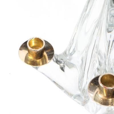 Schneider Mid Century Crystal Brass Amorphic 4 Arm Candelabra Signed Schneider