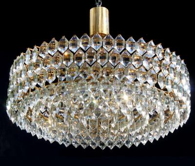  Schr der Leuchten Grand Gilt Schr der Co Drum 8 Tier Lead Crystal Chandelier Germany 1970s