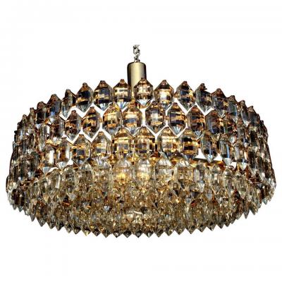  Schr der Leuchten Grand Gilt Schr der Co Drum 8 Tier Lead Crystal Chandelier Germany 1970s