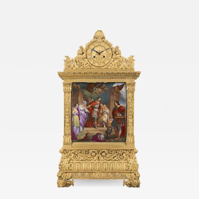  Schuller of Paris French Restoration Bronze And Porcelain Mantel Clock