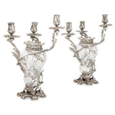 Schwarz Steiner Large antique Austrian silver and glass garniture by Schwarz Steiner