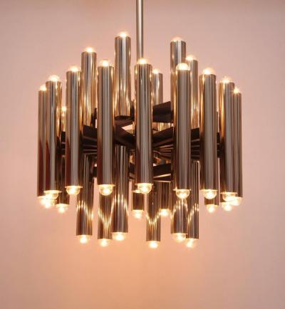 Sciolari 1 of 4 Extraordinary Huge Brass Mid Century Chandeliers in manner of Sciolari