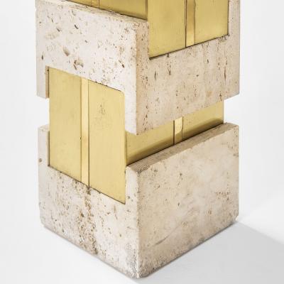  Sciolari Lighting Gaetano Sciolari Table Lamp in travertine brass and metal 70s