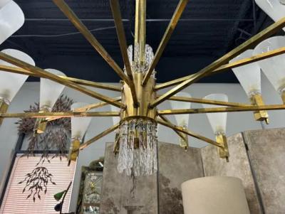  Sciolari Lighting Italian Modern Brass And Glass Chandelier