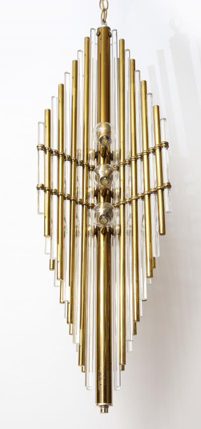  Sciolari Lighting Mid Century Italian Brass Lucite Pendant Chandelier