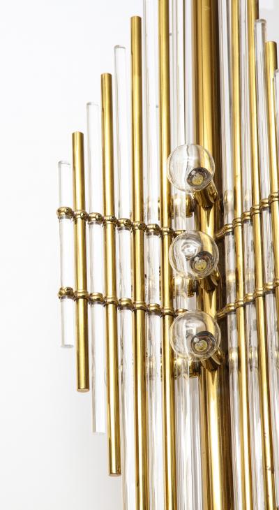  Sciolari Lighting Mid Century Italian Brass Lucite Pendant Chandelier