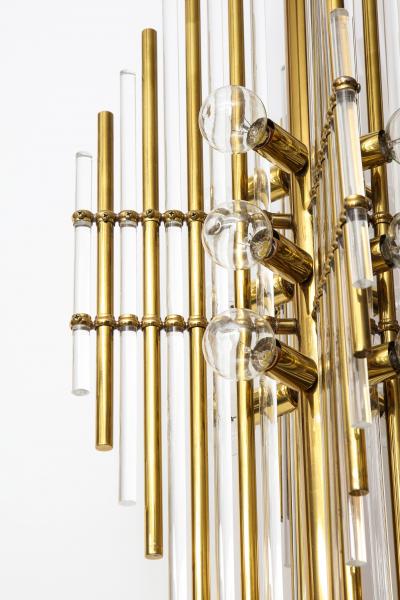  Sciolari Lighting Mid Century Italian Brass Lucite Pendant Chandelier