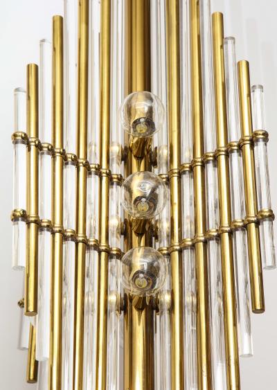  Sciolari Lighting Mid Century Italian Brass Lucite Pendant Chandelier