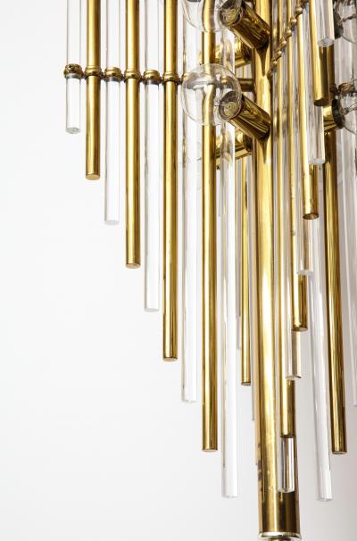  Sciolari Lighting Mid Century Italian Brass Lucite Pendant Chandelier