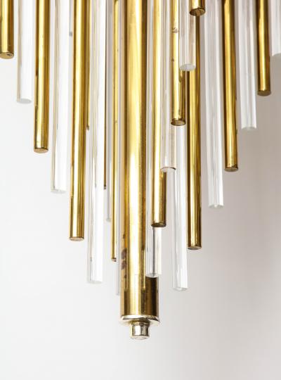  Sciolari Lighting Mid Century Italian Brass Lucite Pendant Chandelier