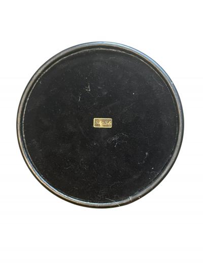  Scully Scully BLACK LEATHER WASTEPAPER BASKET WITH GOLD TRIM