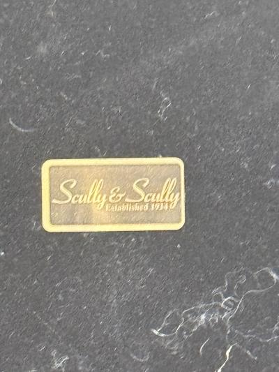  Scully Scully BLACK LEATHER WASTEPAPER BASKET WITH GOLD TRIM