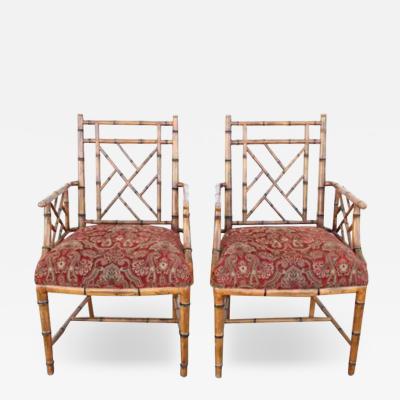  Scully Scully Pair Of Scully Scully FAUX BAMBOO ARM CHAIRS